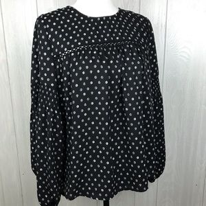 Spense black and white polka dot wide sleeve top